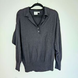 Vintage Oversized Slouchy Black Grandma/Grandpa Cozy Collared Sweater 26/28 3X